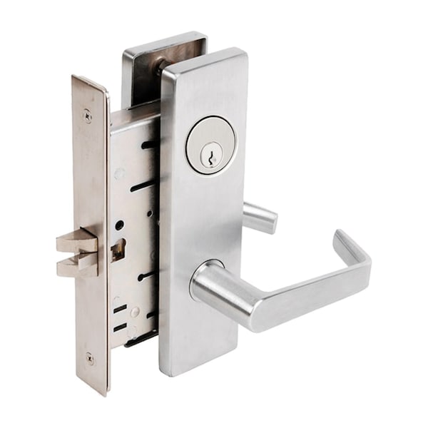 Entry/Office Mortise Lock, Dane Lever, Napa Escutcheon, Satin Chrome